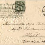 Tauben mit Kutsche - Prägekarte