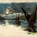 Barque Lac Leman - Litho