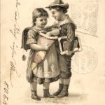 Kinder mit Schultüte - Prägekarte
