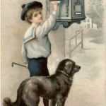 Kind mit Hund und Briefkasten