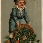 Kind mit Pilz - Prägekarte