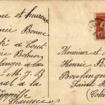 Kinder mit Posthorn - Prägekarte