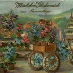 Fahrrad mit Blumen - Prägekarte