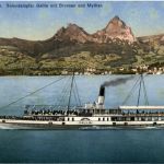 Salondampfer Gallia mit Brunnen und Mythen