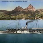 Salondampfer Gallia mit Brunnen und Mythen