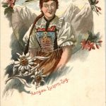 Aargau Luzern Zug - Prägekarte Litho