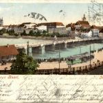 Gruss aus Basel - Notbrücke mit Tram