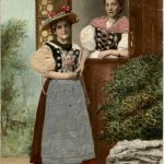 Luzern und Zürichertracht - Rock aus Seide - Prägekarte