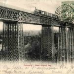 Fribourg - Pont Grand Fey mit Eisenbahn