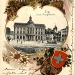 Zug - Neues Postgebäude - Prägekarte