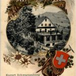Schwarzenberg . Hotel Kreux - Litho Prägekarte