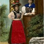 Luzerner und Zürichertracht - Rock aus Seide - Prägekarte