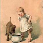 Kind mit Hund - Prägekarte