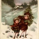 Weihnachten -Kinder mit Weihnachtsbaum