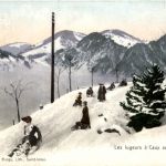 Les lugeurs a Caux sur Montreux en hiver