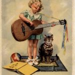 Kind mit Gitarre und Katze