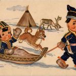 Lappland - Kind mit Hund - Sign. Tilgmann
