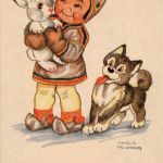 Lappland - Kind mit Hund - Sign. Tilgmann