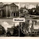Stralsund - Theater, Hauptbahnhof, Knieperwall mit Kniepertor, St.-Marien-Kirche