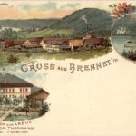 Gruss aus Brennet - Gasthof zum Kreuz - Litho