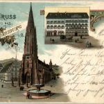 Gruss aus Freiburg - Hotel Engel - Litho