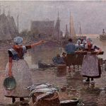 Fischfang in Holland - Künstlerkarte H. Hermann