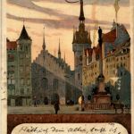München - Marienplatz - Litho