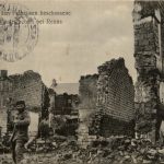 Das beschossene Dorf Vaudesincourt bei Reims