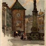 Gruss aus Freiburg - Künstlerkarte Kley - Litho