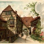 Eisenach - Burghof in der Wartburg - Litho