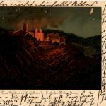 Schloss zu Heidelberg in festlicher Beleuchtung - Litho
