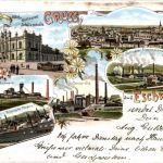 Gruss aus Eschweiler - Litho - Bergbau - Bahnpost