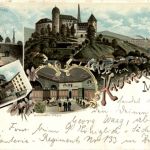 Gruss vom Kaiserschloss Mylau - Litho