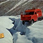 Snowmobile and Crevasse