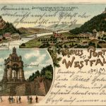 Gruss aus Porta Westfalica - Litho