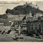 Kulmbach, Marktplatz mit Plassenburg