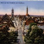 Straubing, Blick auf den Stadtplatz mit Stadtturm