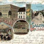 Gruss aus Cafe Salzmann Schönebeck Elbe - Litho