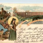 Gruss vom Kaiserschloss Mylau - Litho