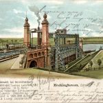 Meckinghoven . Schiffshebewerk bei Henrichenburg - Litho