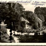 Krumbad, Blick von der Wandelhalle in den Garten