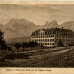 Kaufbeuren, Institut St. Maria mit Blick auf die Allgäuer Alpen