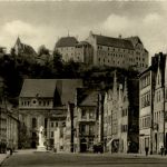 Landshut, Neustadt mit Blick zur Burg Trausnitz