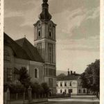 Mürzzuschlag, Stadtpfarrkirche und Hotel Landwirt
