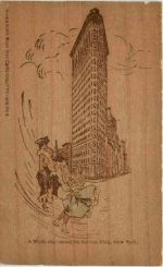 New York - Flat Iron Building - Karte aus Holz