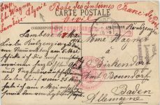 Kriegsgefangenen Sendung Biskra - Ausk. für Auswanderung 1916 - Feldpost