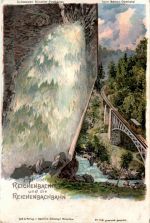 Reichenbachfall und Reichenbachbahnbei Meiringen - Litho Steinmann
