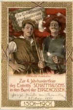 Schaffhausen - Jahrhundertfeier des Eintritts in den Bund - Litho