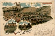 Gruss aus Ludwigsstadt in Bayern - Litho