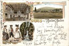 Gruss aus Baden-Baden - Lawn Tennis Platz - Litho